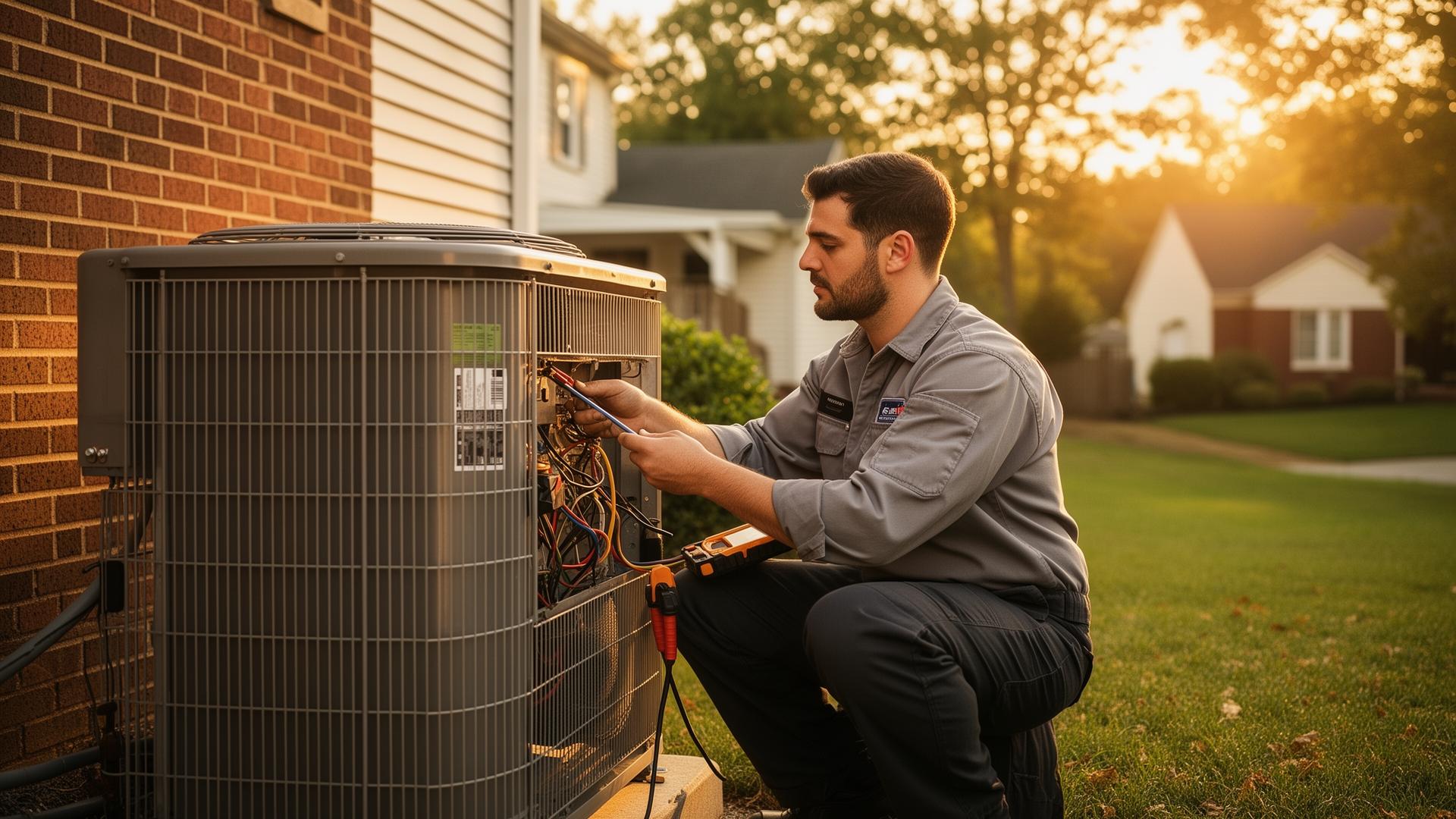 Tran Air HVAC technician servicing a Northern Virginia home